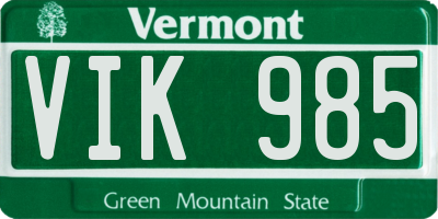 VT license plate VIK985