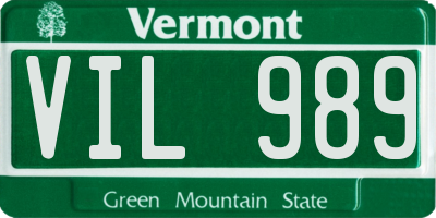 VT license plate VIL989