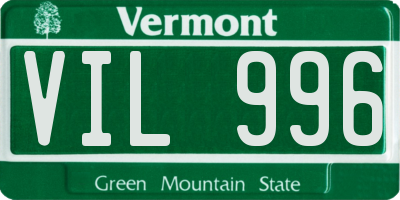 VT license plate VIL996