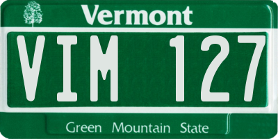 VT license plate VIM127