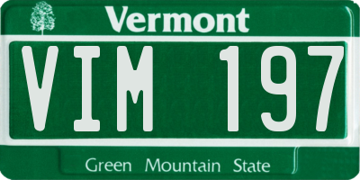 VT license plate VIM197