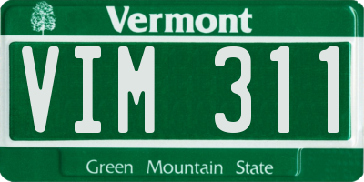 VT license plate VIM311