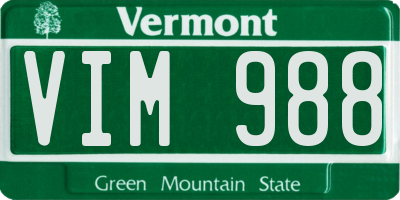 VT license plate VIM988