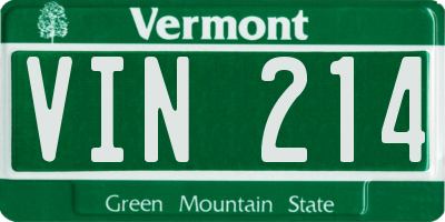 VT license plate VIN214