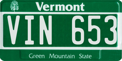 VT license plate VIN653