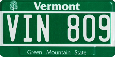VT license plate VIN809