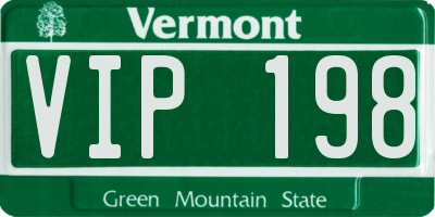 VT license plate VIP198