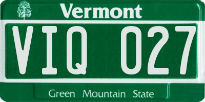 VT license plate VIQ027