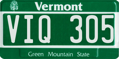 VT license plate VIQ305