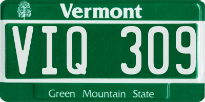 VT license plate VIQ309