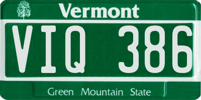 VT license plate VIQ386