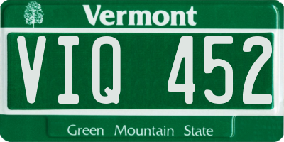 VT license plate VIQ452