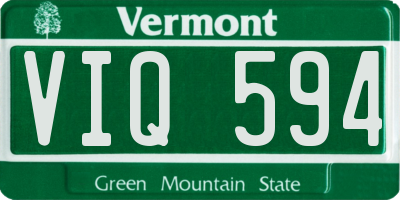 VT license plate VIQ594