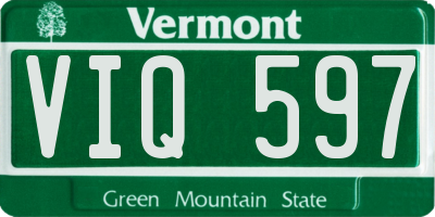 VT license plate VIQ597