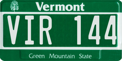VT license plate VIR144