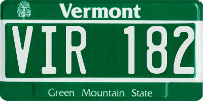 VT license plate VIR182