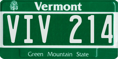 VT license plate VIV214