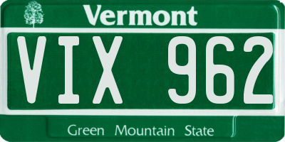 VT license plate VIX962