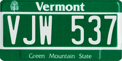 VT license plate VJW537