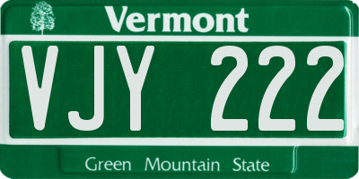 VT license plate VJY222