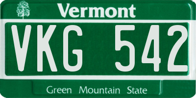 VT license plate VKG542