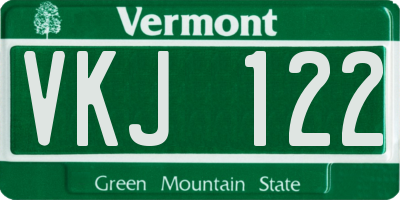 VT license plate VKJ122