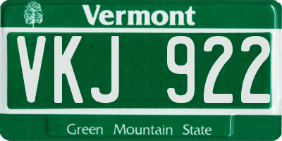 VT license plate VKJ922