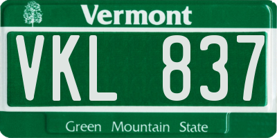 VT license plate VKL837