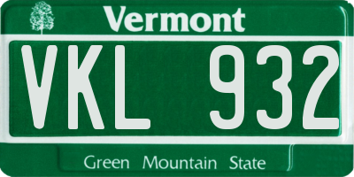 VT license plate VKL932