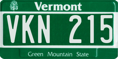 VT license plate VKN215