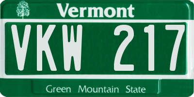 VT license plate VKW217