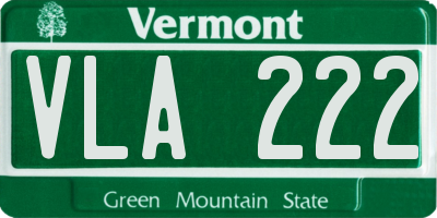 VT license plate VLA222