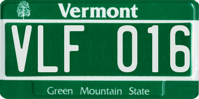 VT license plate VLF016