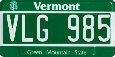 VT license plate VLG985