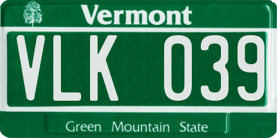 VT license plate VLK039