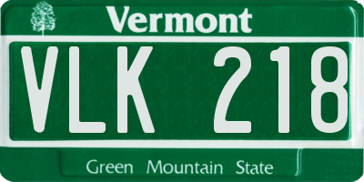 VT license plate VLK218
