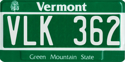 VT license plate VLK362