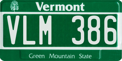 VT license plate VLM386