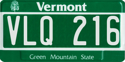 VT license plate VLQ216