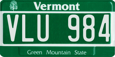 VT license plate VLU984