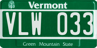 VT license plate VLW033