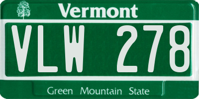 VT license plate VLW278