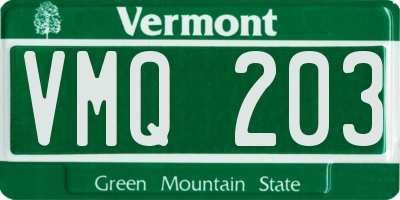 VT license plate VMQ203