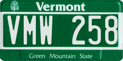 VT license plate VMW258