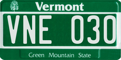 VT license plate VNE030