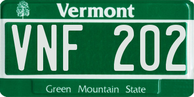 VT license plate VNF202