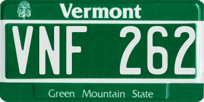 VT license plate VNF262