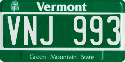 VT license plate VNJ993