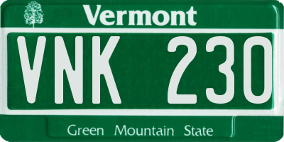 VT license plate VNK230