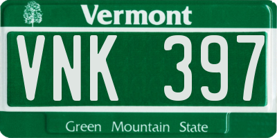 VT license plate VNK397
